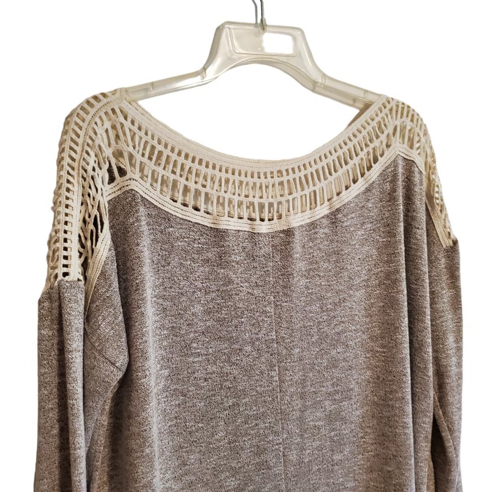 Entro Fringe High Low Hem Open Weave Pullover Long Sleeve Blouse Small - Picture 8 of 16
